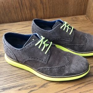 Cole Haan Lunargrand Yellow Wingtip Oxford Shoes Suede